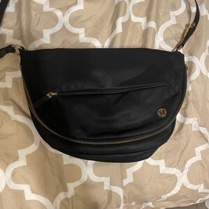 lululemon athletica Black Crossbody Sling with Gold Hardware